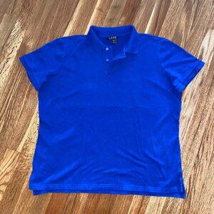 LAUREN by Ralph Lauren Women's 1X Pique Polo Shirt Royal Blue Short Sleeve